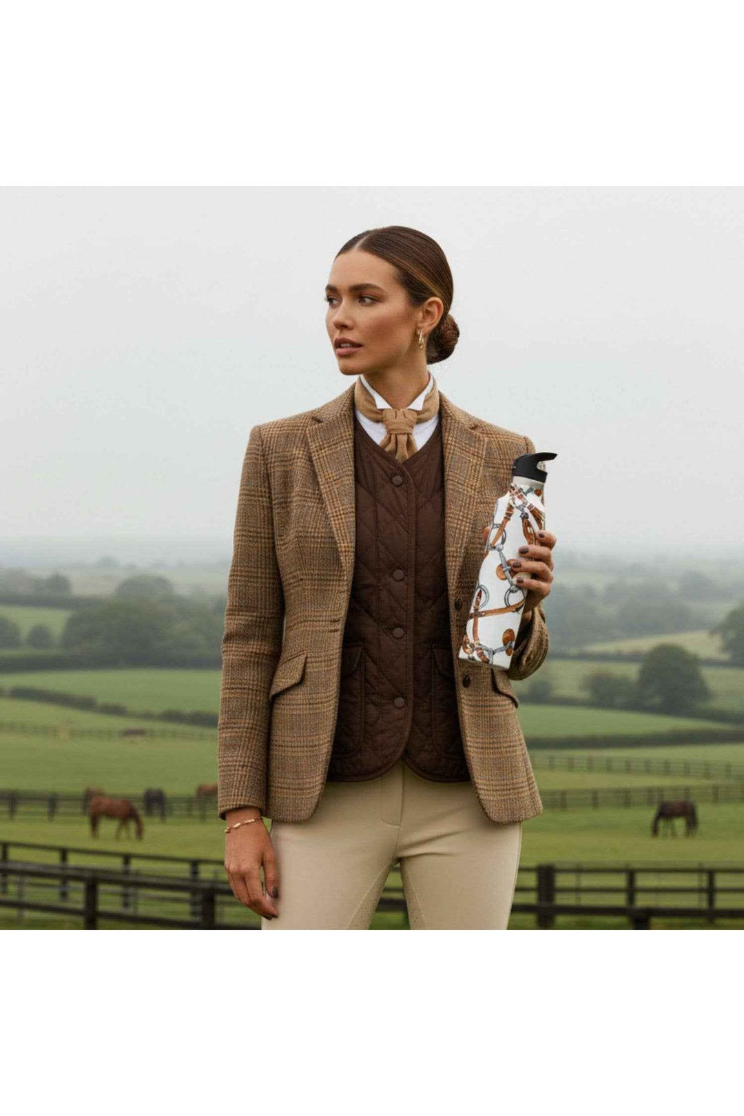 Equestri – Scarf Insulated Water Bottle | 25oz: White Lid / No Tube