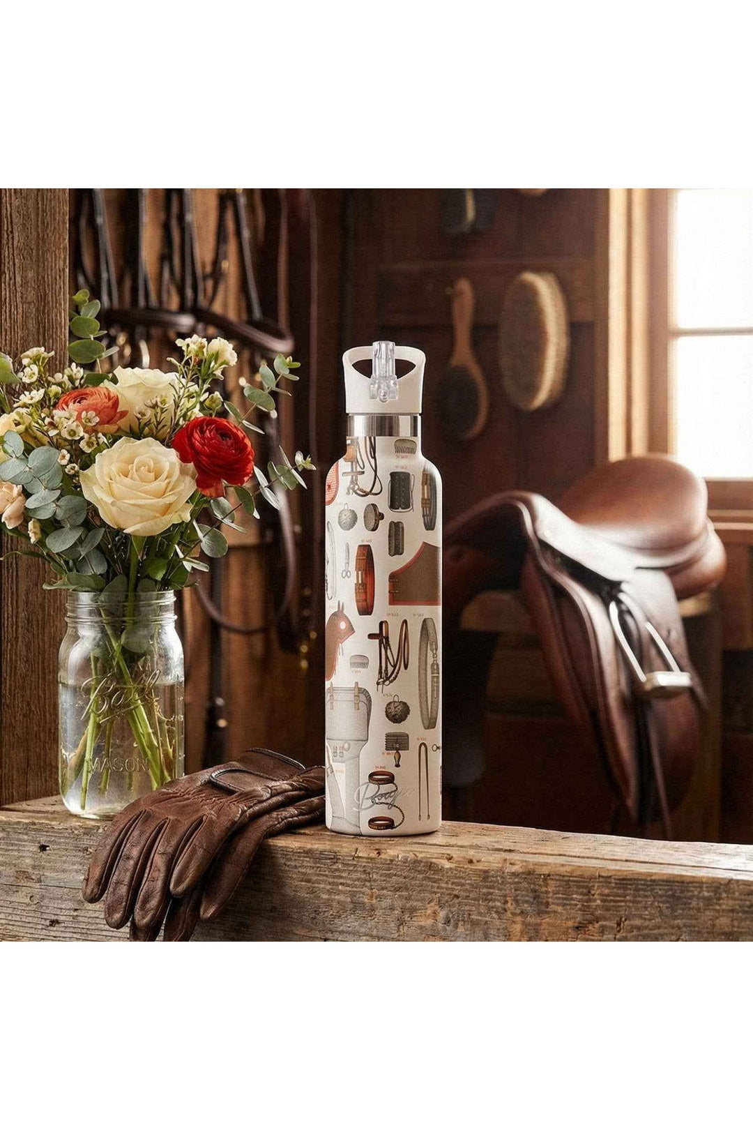 Bits & Bridles – Equestrian Insulated Water Bottle | 25oz: Black / No Tube