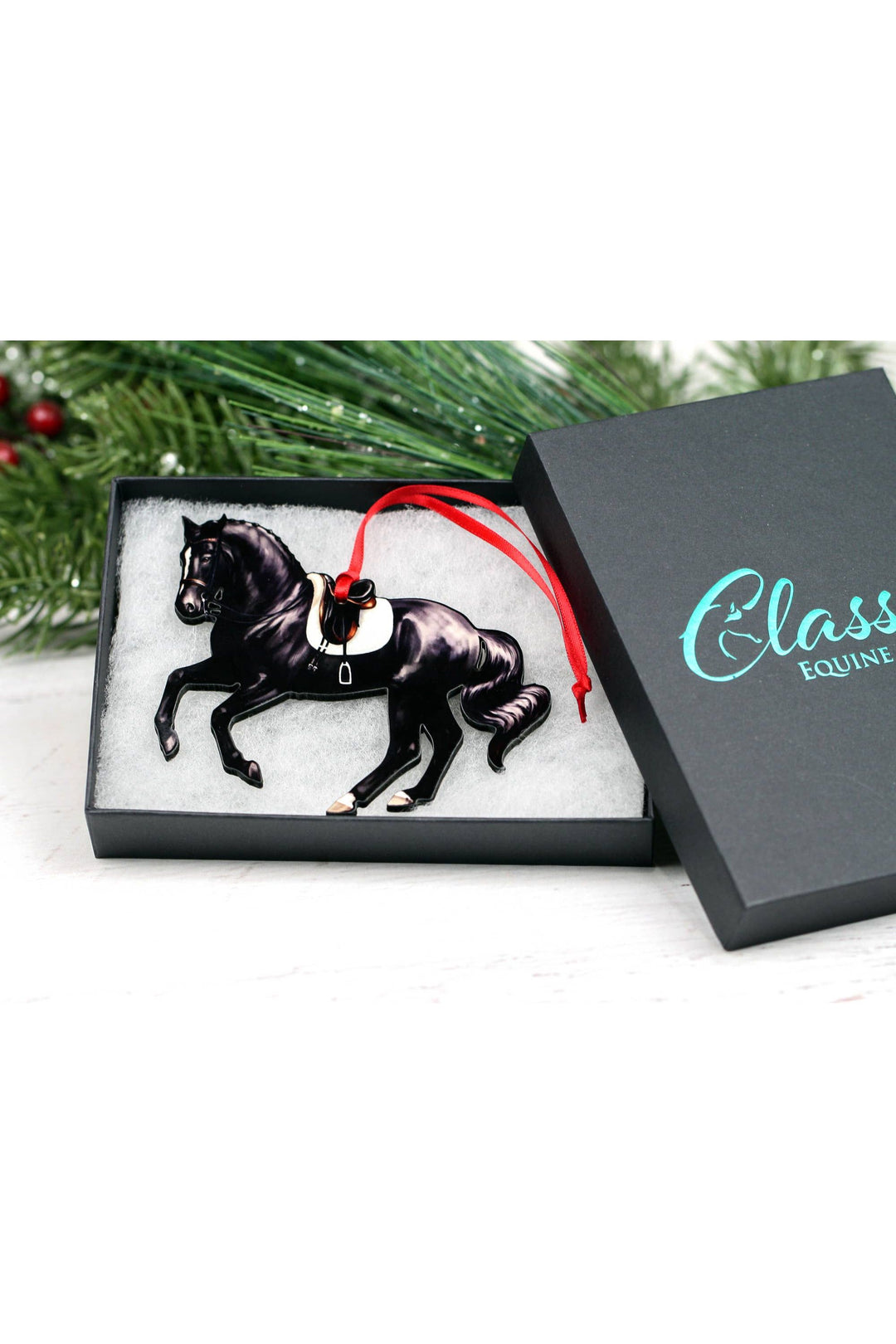Pirouette Dressage Horse Ornament - Black Sport Horse