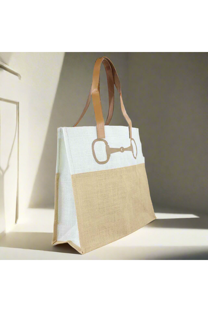 Jute Shopper Bag with Snaffle Horse Bit Design