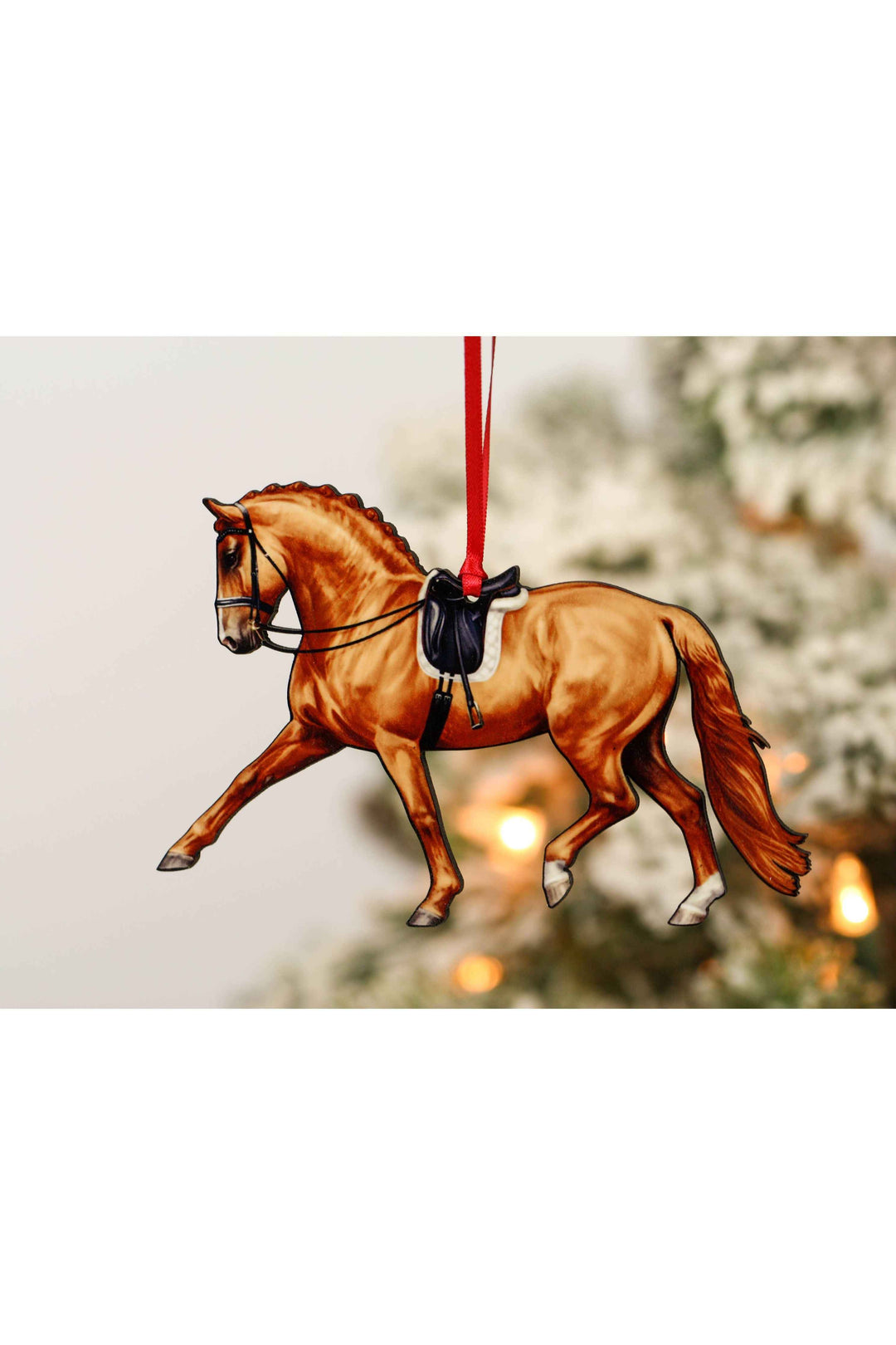 Dressage Horse Ornament - Chestnut Extended Trot Dressage