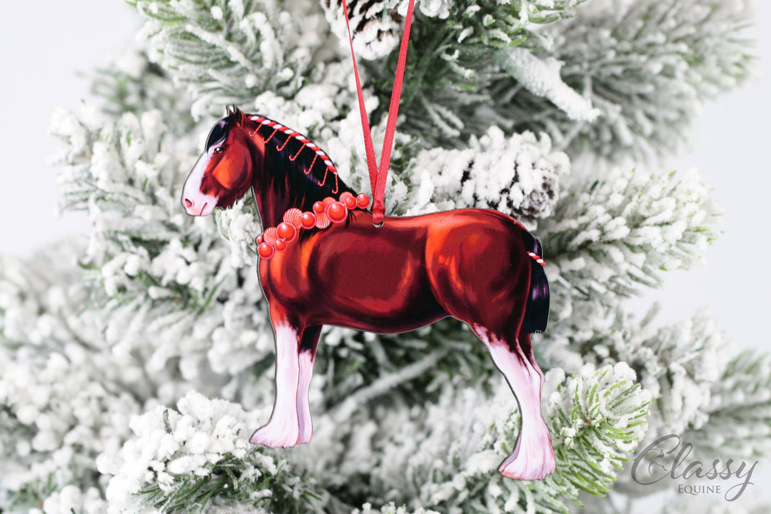 Bay Clydesdale Horse Ornament