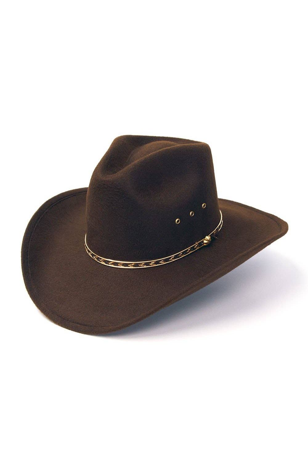 Brown Felt Finish Western Pinch Front Hat