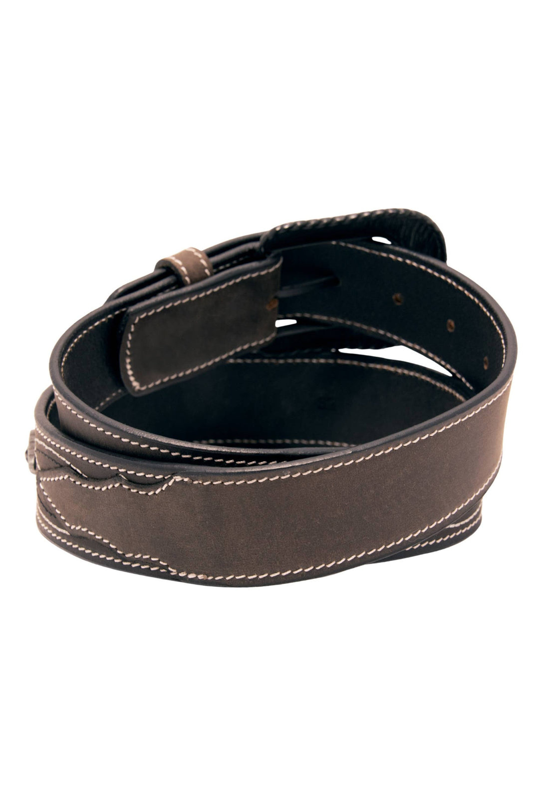 Stitched Concho Top Grain Leather Belt