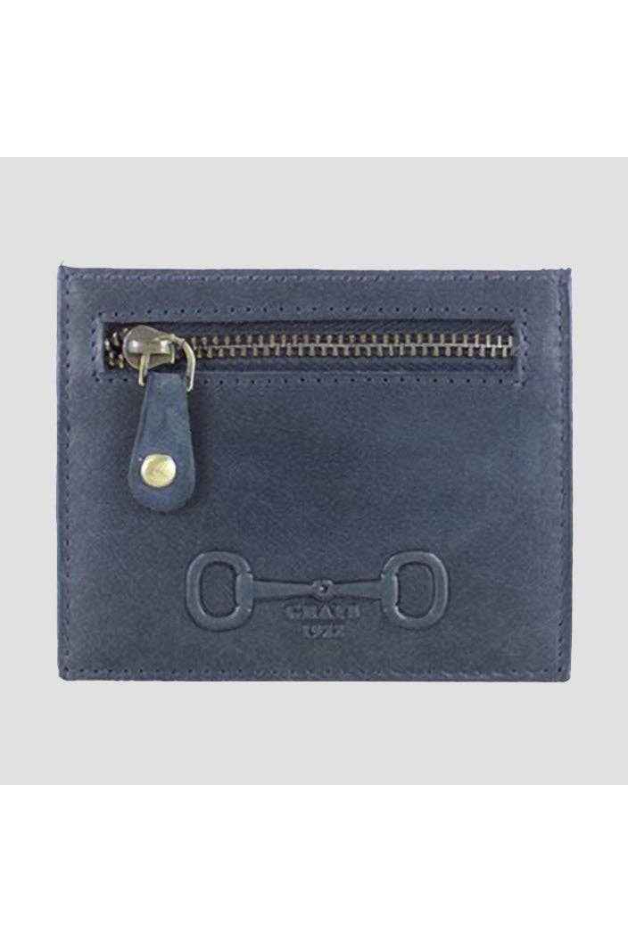 Alice Card Slip With Zip Leather Navy
