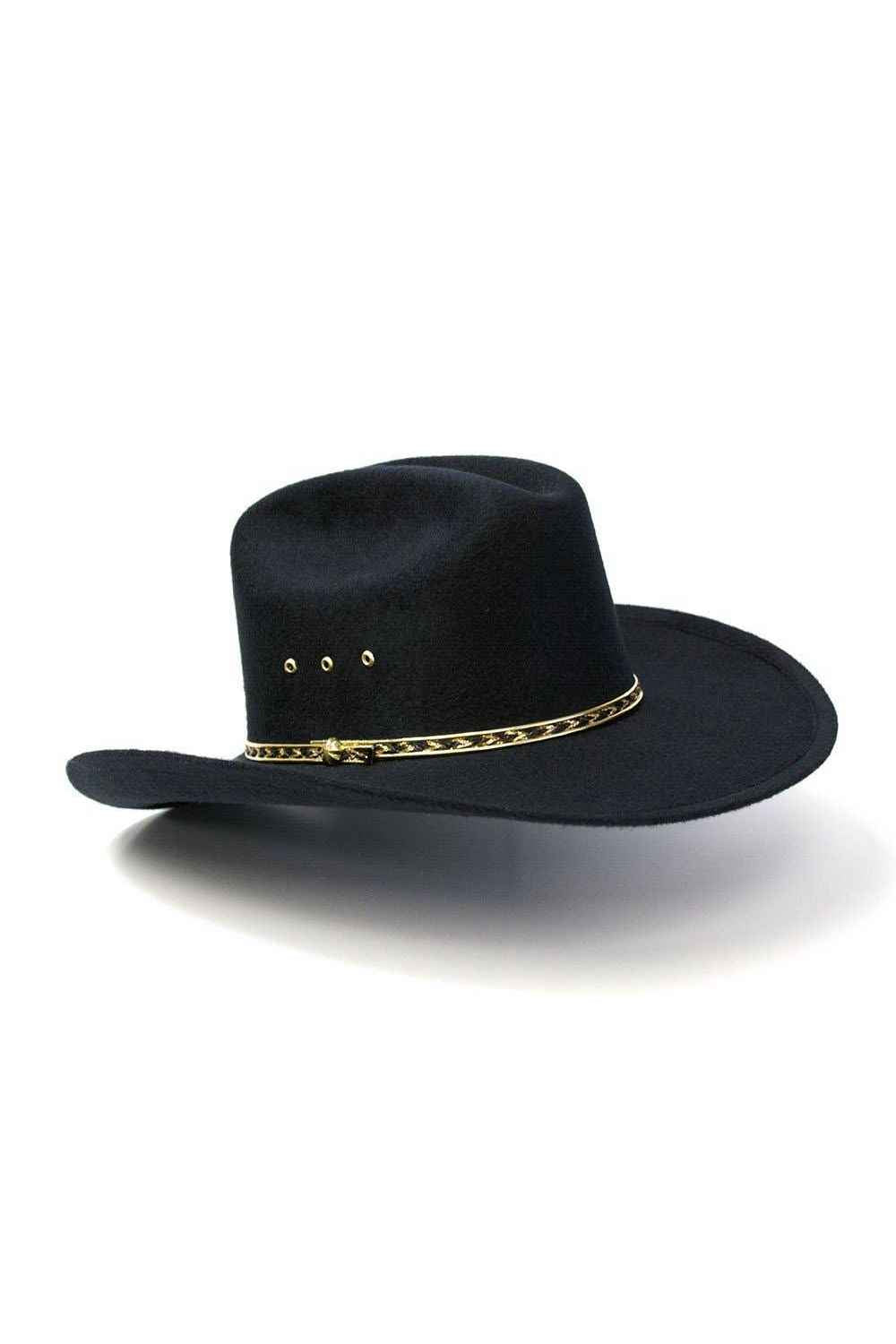 Black Felt Finish Western Cattleman Hat: A58