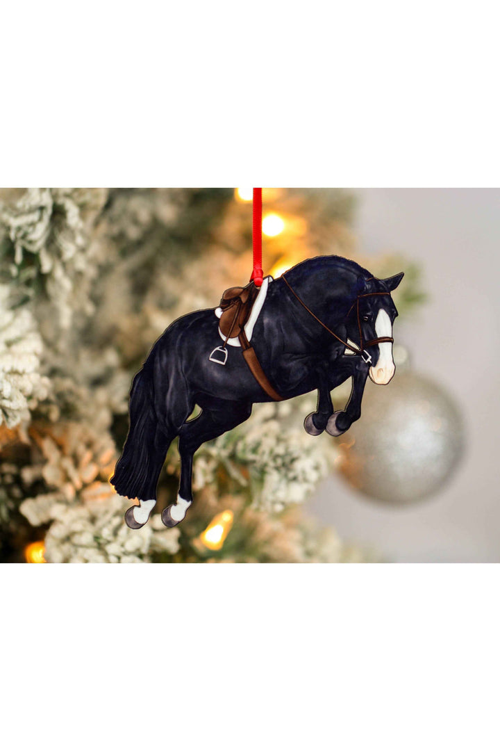 Hunter Jumper Horse Christmas Ornament - Black Sport Horse