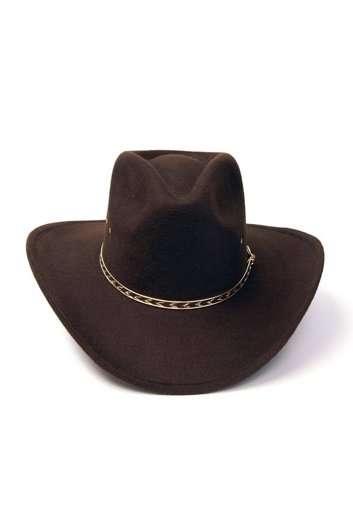 Brown Felt Finish Western Pinch Front Hat