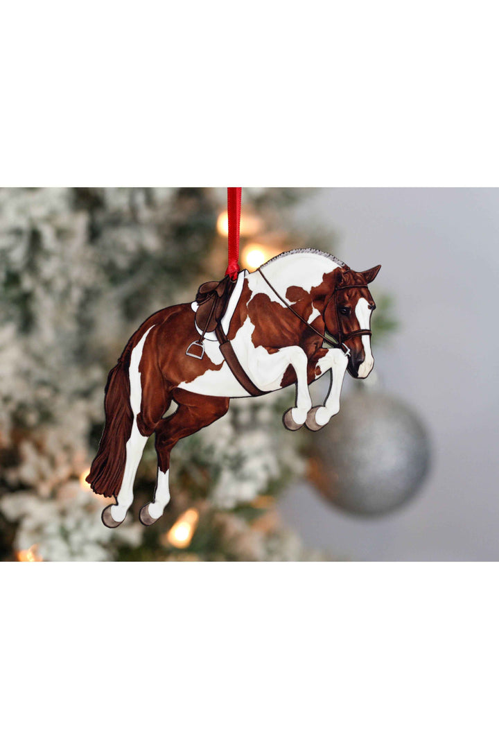 Hunter Jumper Horse Christmas Ornament - Chestnut Tobiano