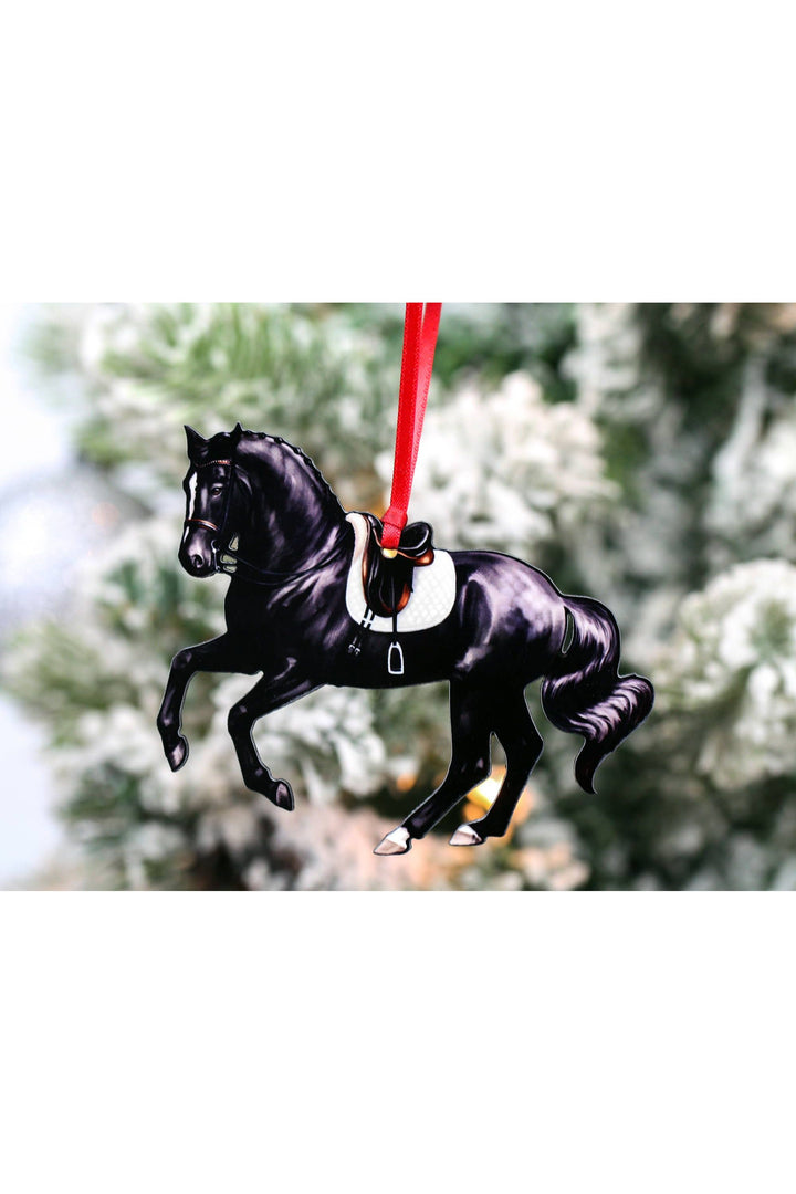 Pirouette Dressage Horse Ornament - Black Sport Horse