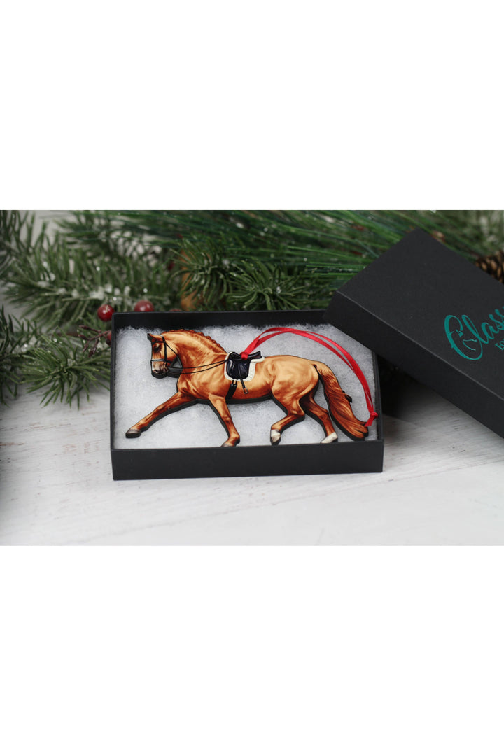 Dressage Horse Ornament - Chestnut Extended Trot