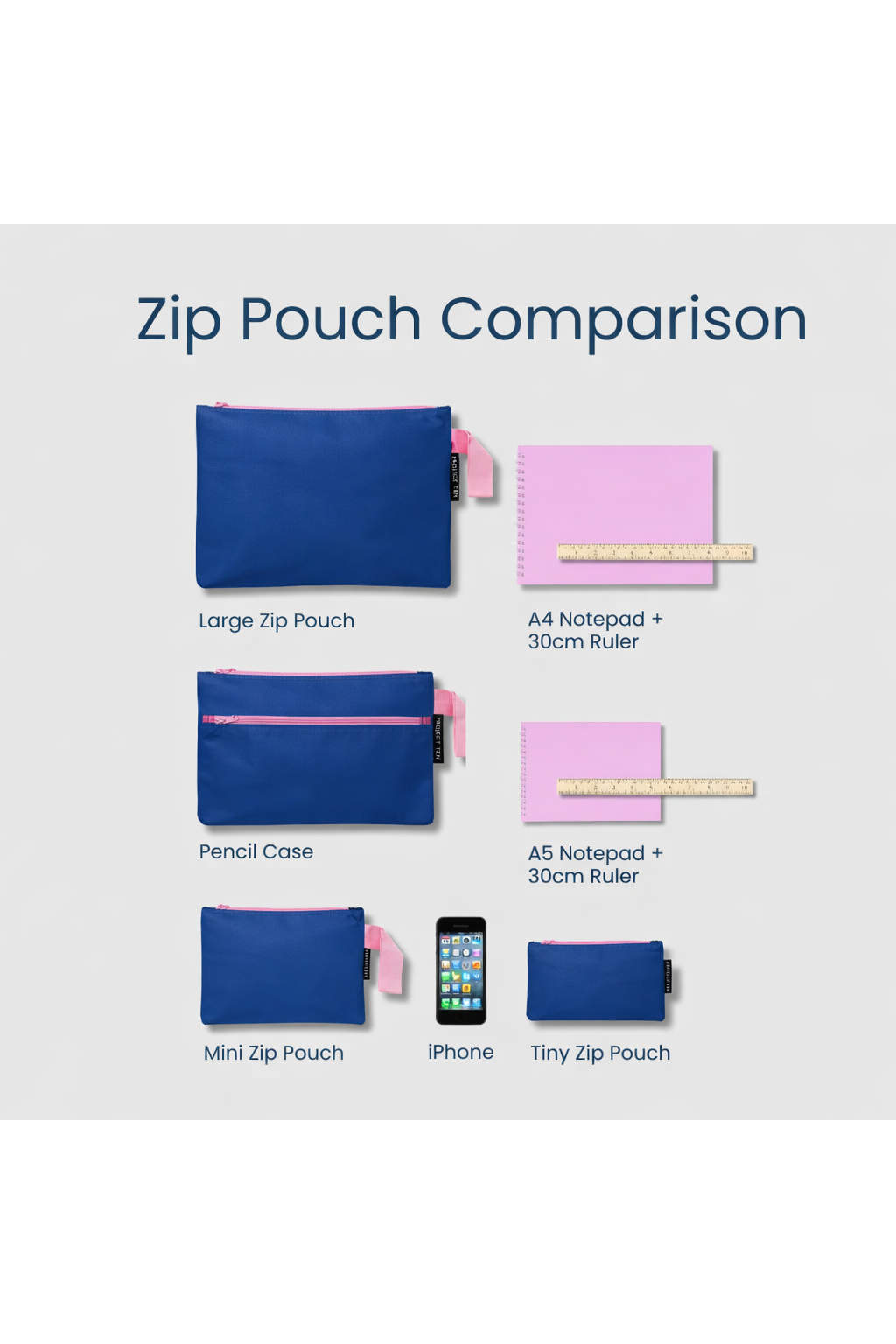 Large Zip Pouch – Navy Horseshoe