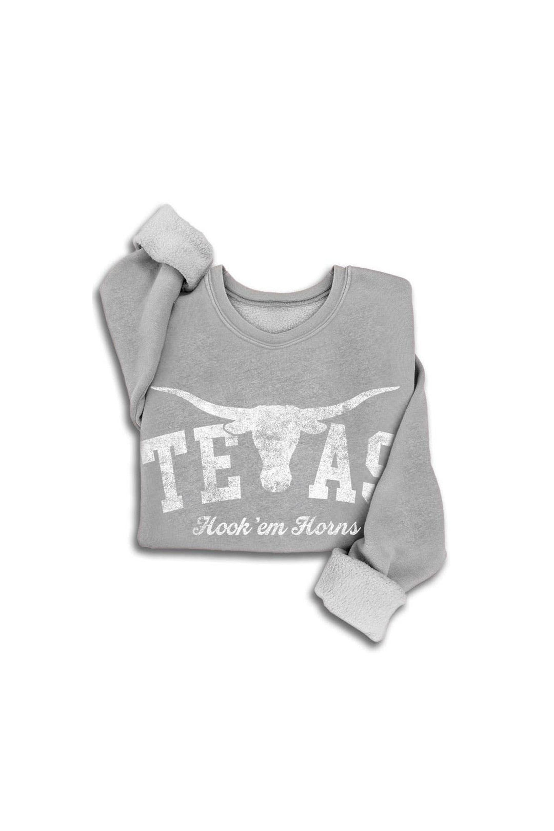 Texas Hook Em Horns, Mineral Sweatshirt - Mineral Heather