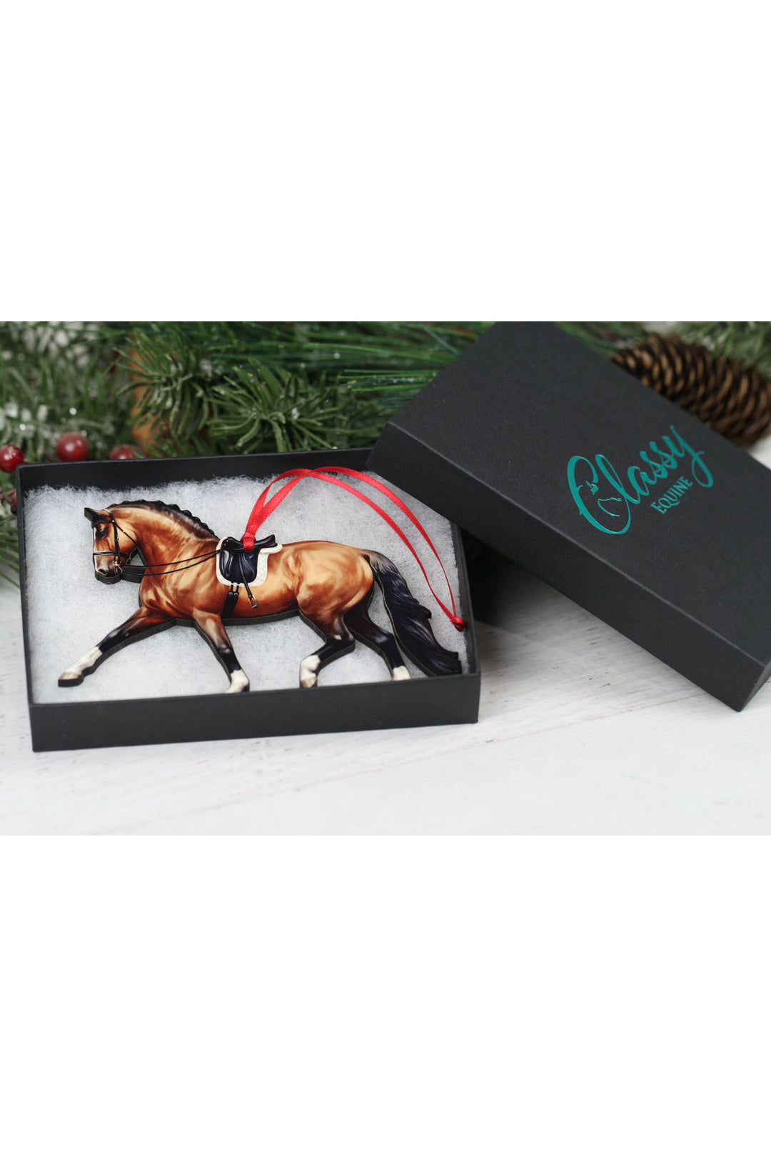 Dressage Horse Ornament - Bay Extended Trot