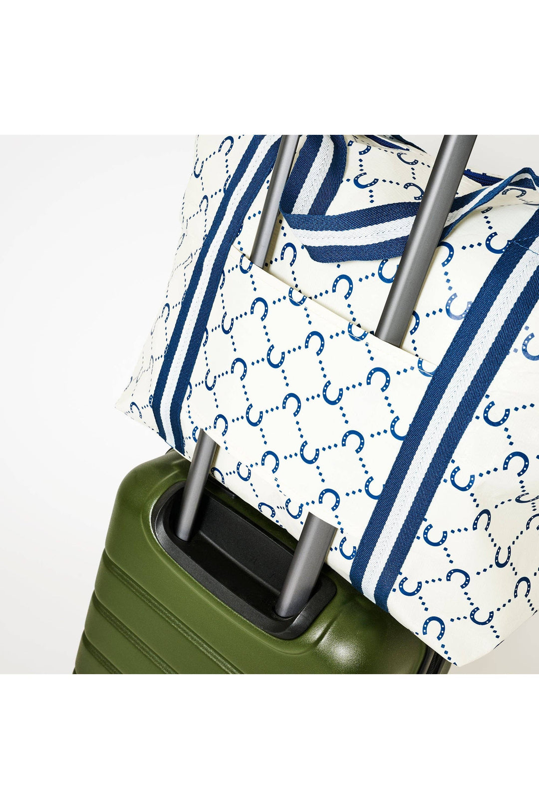 Zip Medium Tote – Navy Horseshoe