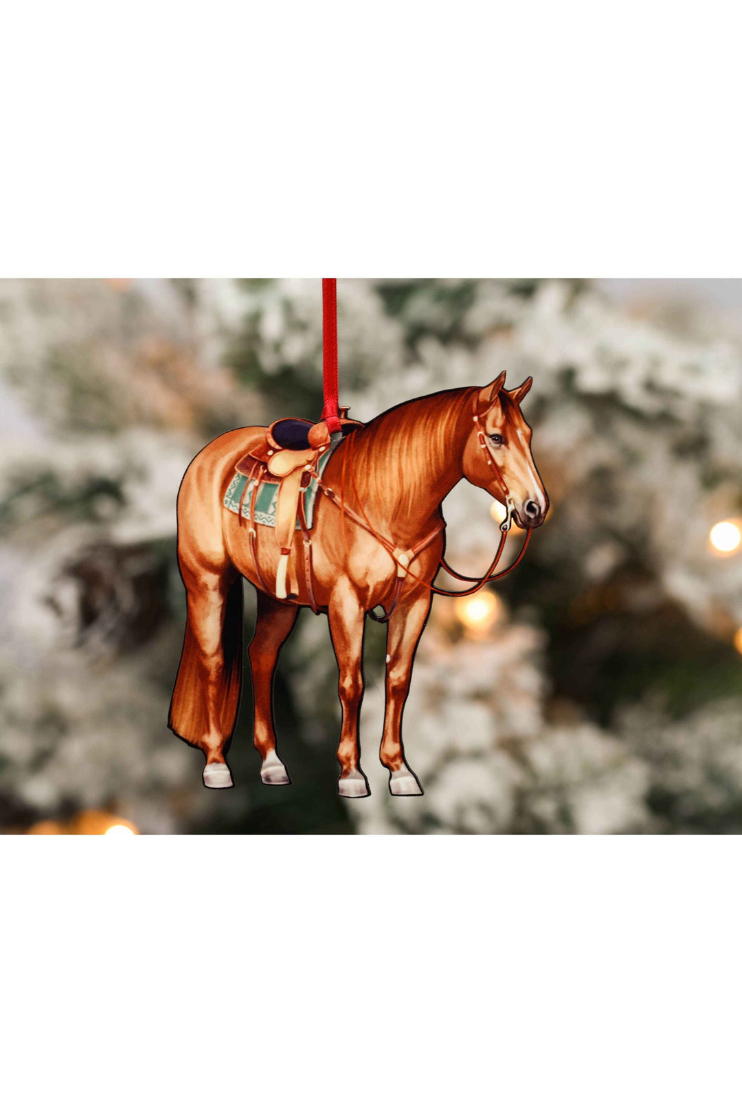 Chestnut Western Ranch Horse Ornament - Quarter Horse Decor