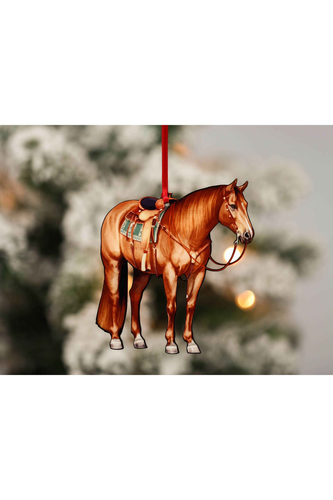 Chestnut Western Ranch Horse Ornament - Quarter Horse Decor