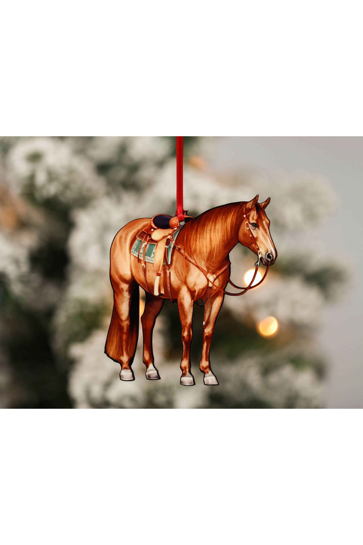 Chestnut Western Ranch Horse Ornament - Quarter Horse Decor