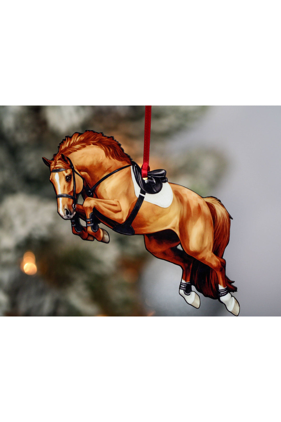 Jumping Horse Ornament - Chestnut Hunter