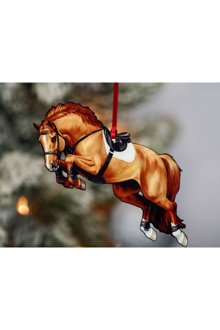Jumping Horse Ornament - Chestnut Hunter