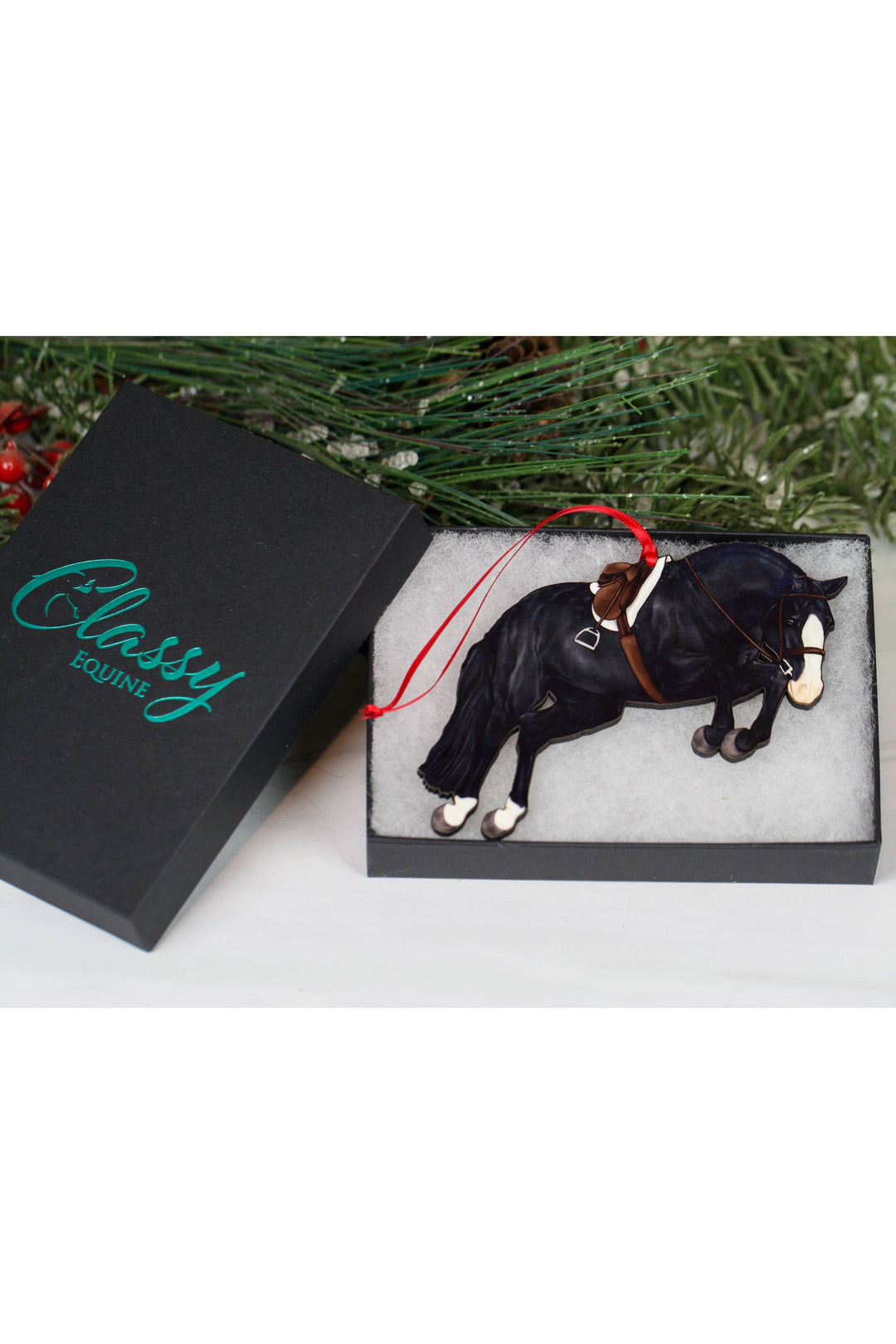 Hunter Jumper Horse Christmas Ornament - Black Horse