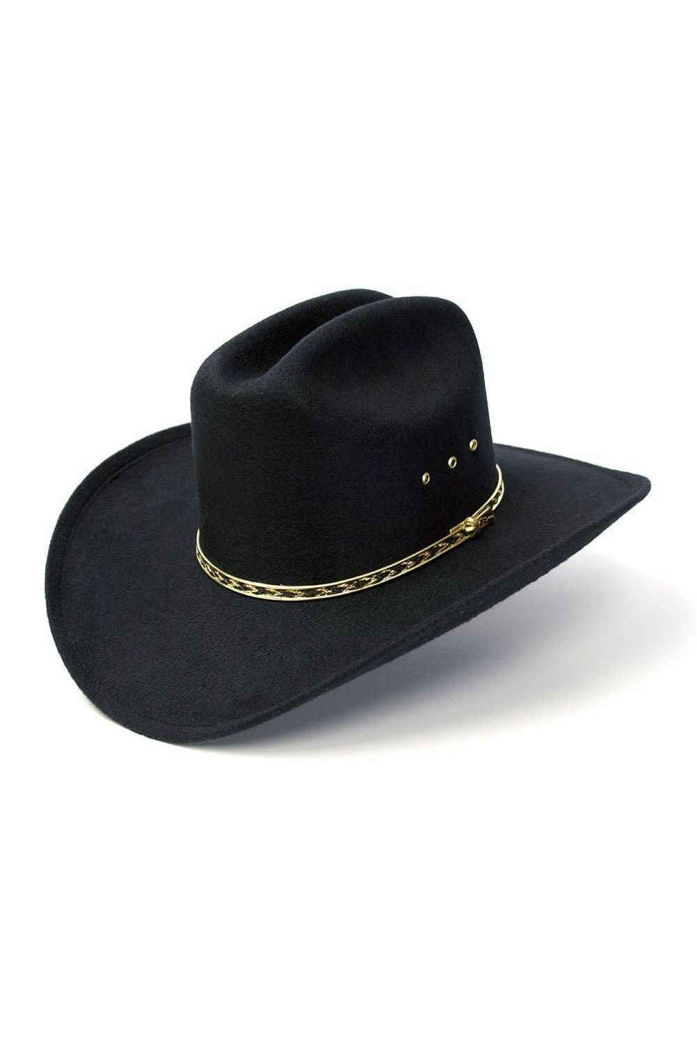 Black Felt Finish Western Cattleman Hat: A58