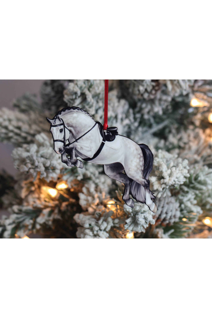 Jumping Horse Ornament - Gray Hunter Equestrian Décor