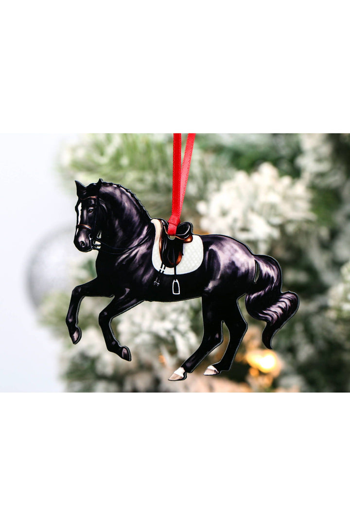 Pirouette Dressage Horse Ornament - Black Sport Horse