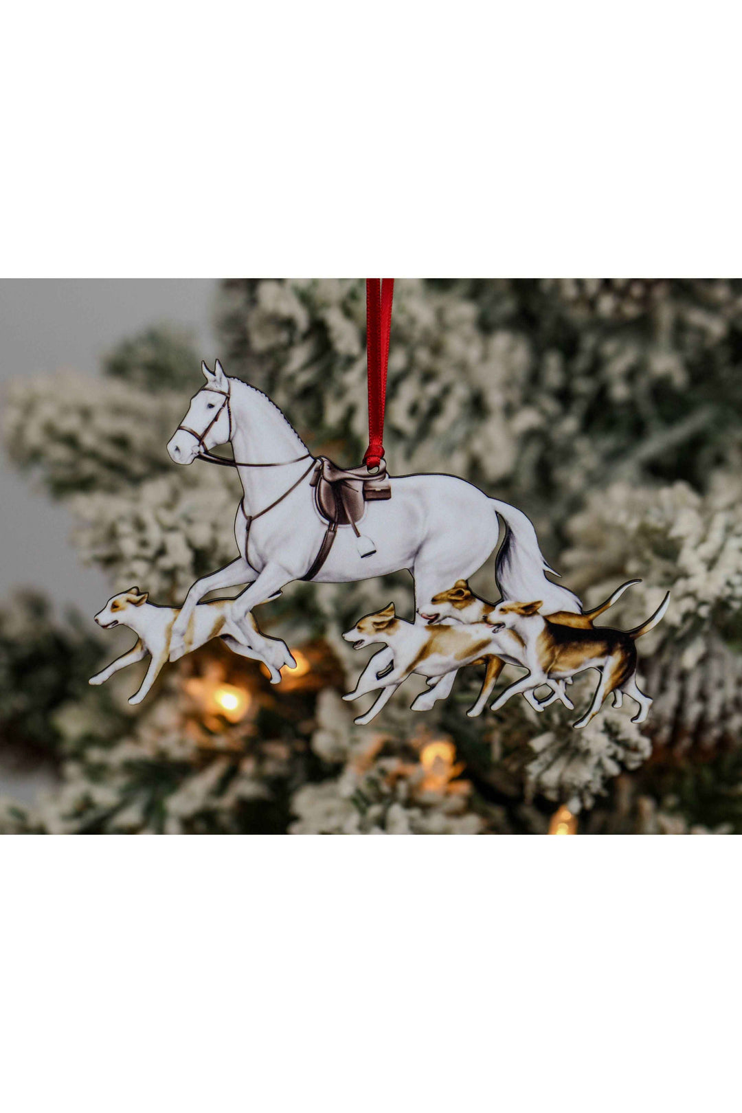 Lt. Gray Fox Hunter Horse &amp; Hound Field Hunter Ornament II