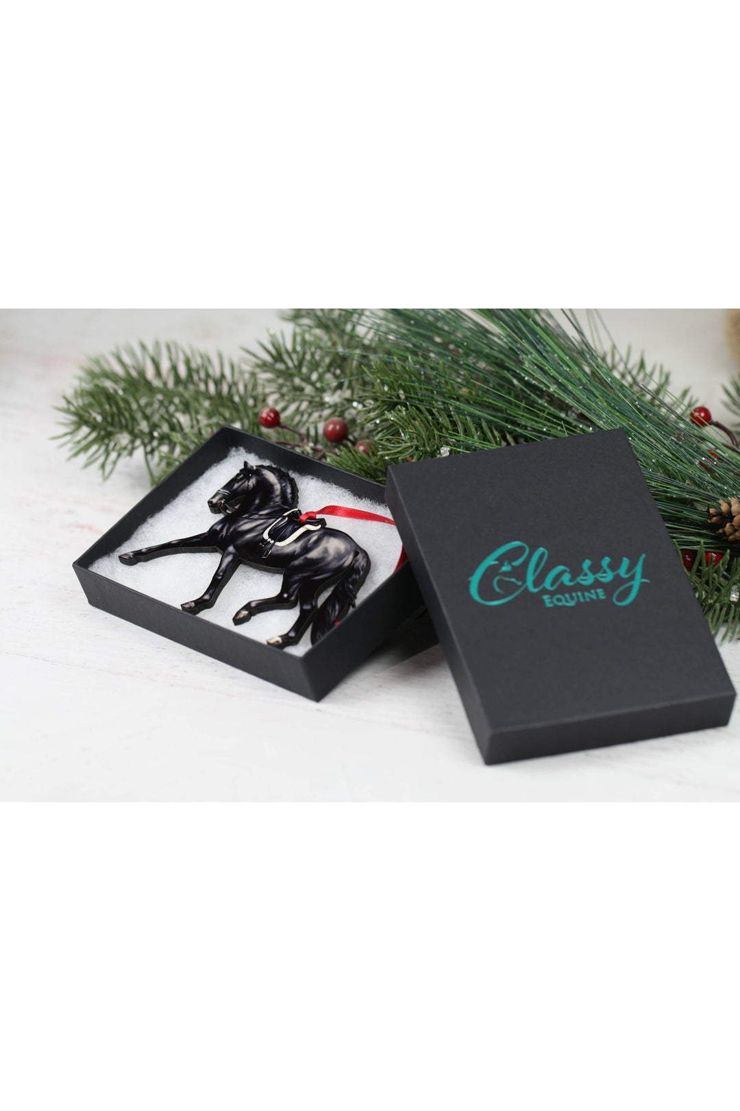 Dressage Horse Ornament - Black Extended Trot