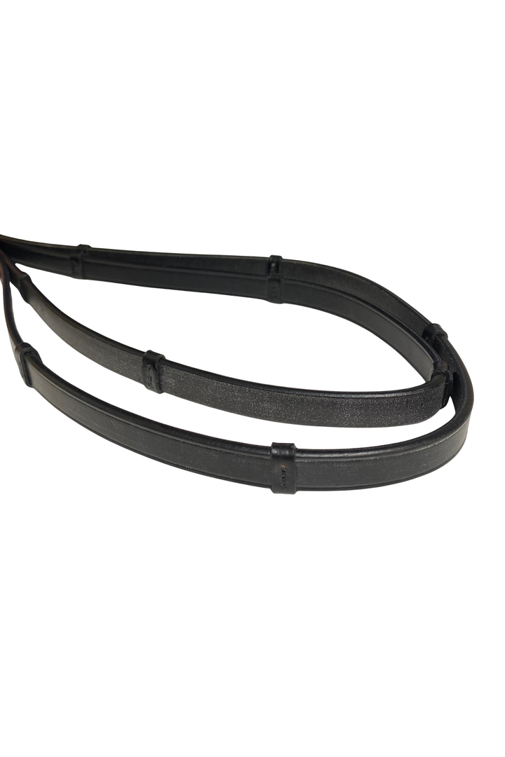 Jeffries Falcon Notched Leather plain reins - Black, Full