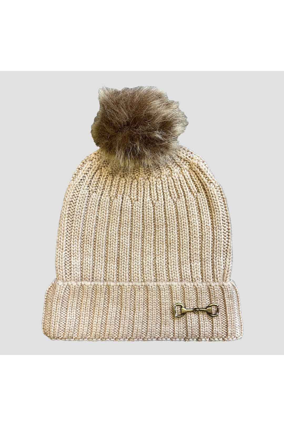 Bobble Hat with Snaffle Beige