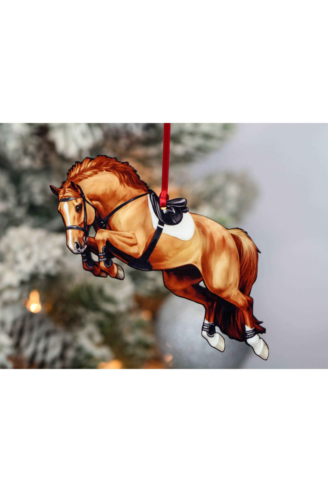 Jumping Horse Ornament - Chestnut Hunter Jumper Décor Gift