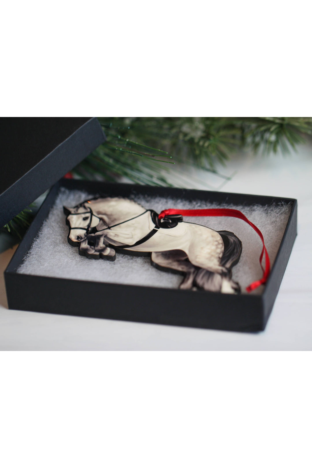 Jumping Horse Ornament - Gray Hunter
