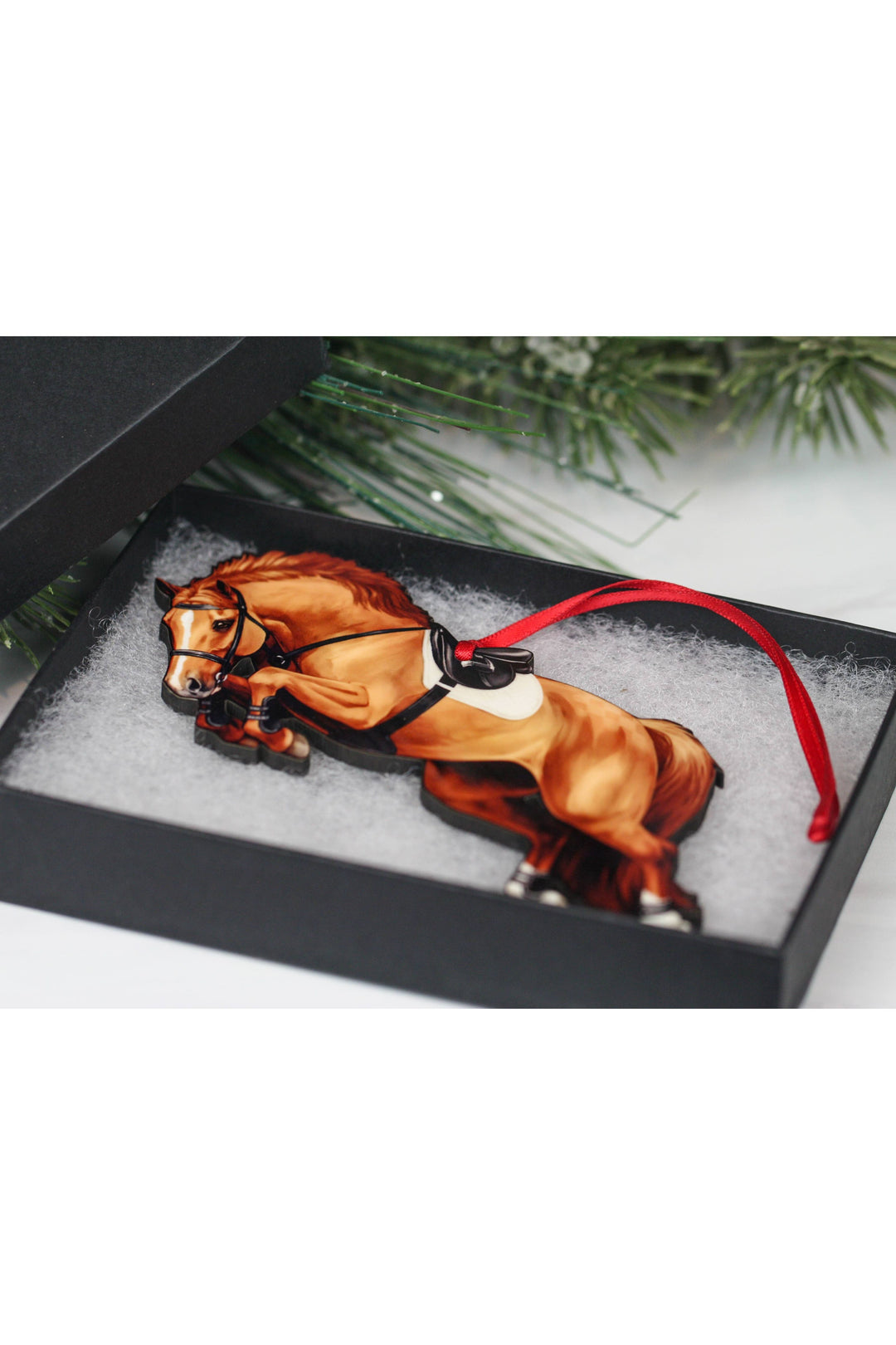 Jumping Horse Ornament - Chestnut Hunter