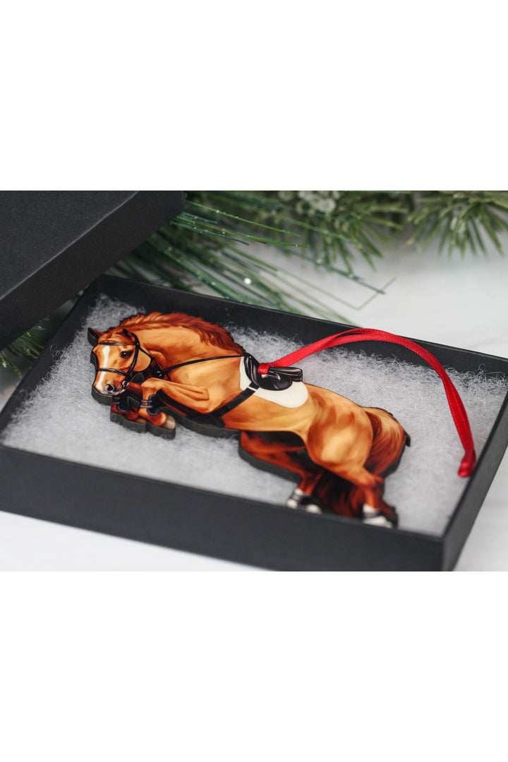 Jumping Horse Ornament - Chestnut Hunter
