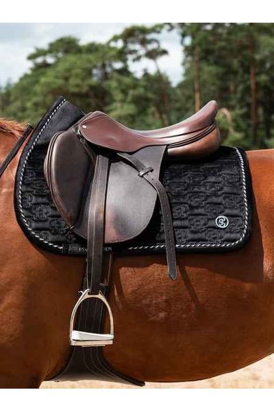 PS of Sweden Velvet Monogram Jump Saddle Pad - Mist Blue