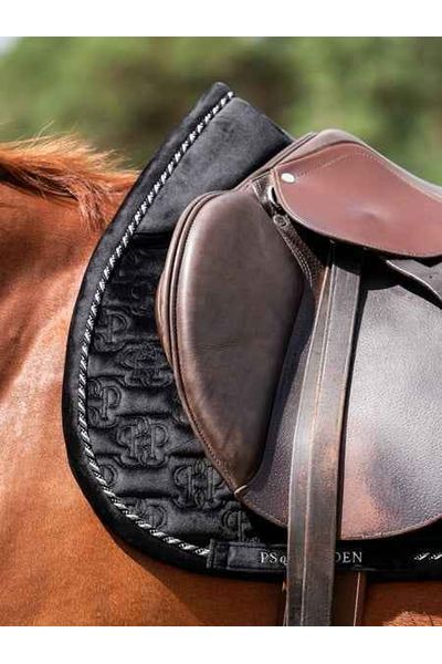 PS of Sweden Velvet Monogram Jump Saddle Pad - Mist Blue