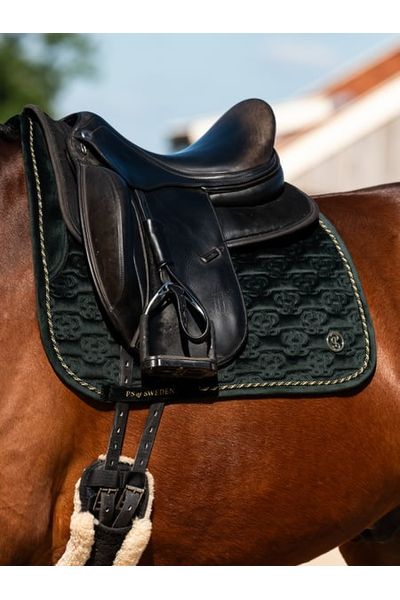 PS of Sweden Velvet Monogram Dressage Saddle Pad - Midnight Green