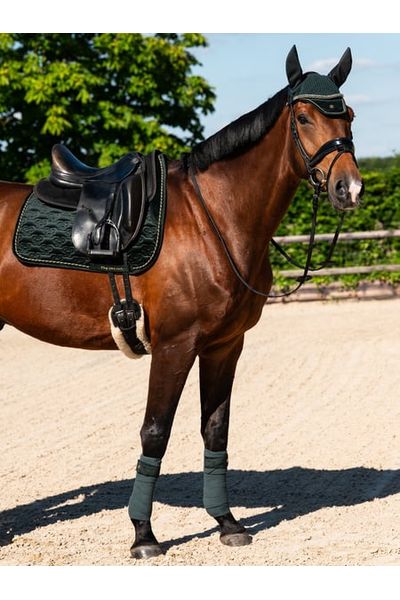PS of Sweden Velvet Monogram Dressage Saddle Pad - Midnight Green