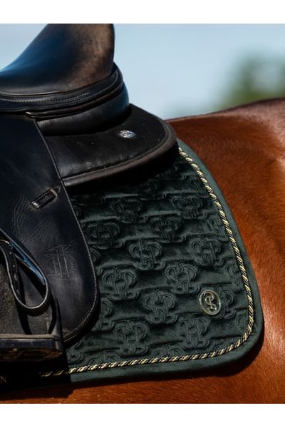 PS of Sweden Velvet Monogram Dressage Saddle Pad - Midnight Green