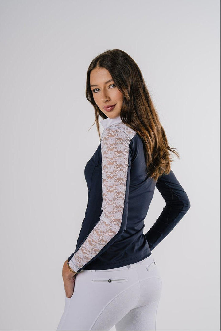 Étoile EQ Long Sleeve Lace Show Shirt - Navy - Canterbury Saddlery