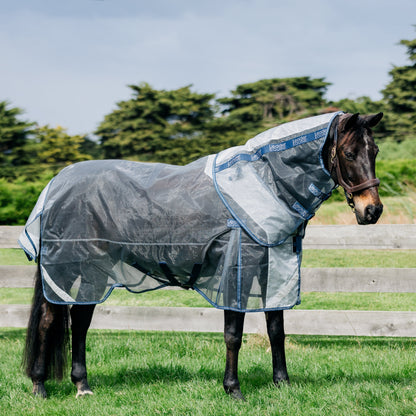 LE Defender Anti-Insect Fly Rug - Silver with Navy/Silver
