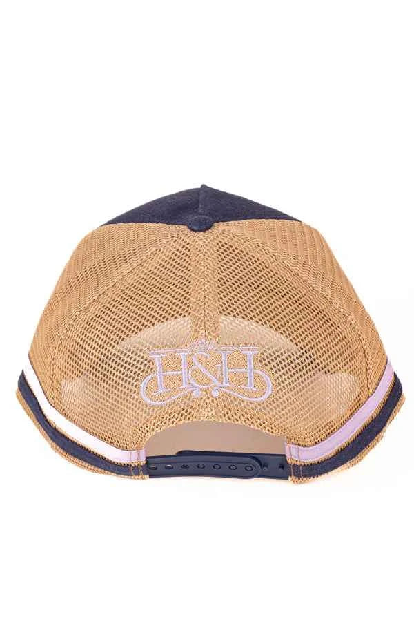 Hitchley & Harrow Trucker Cap - Navy, Camel & Lilac