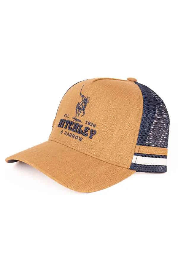 Hitchley & Harrow Trucker Cap - Tan, Linen & Navy