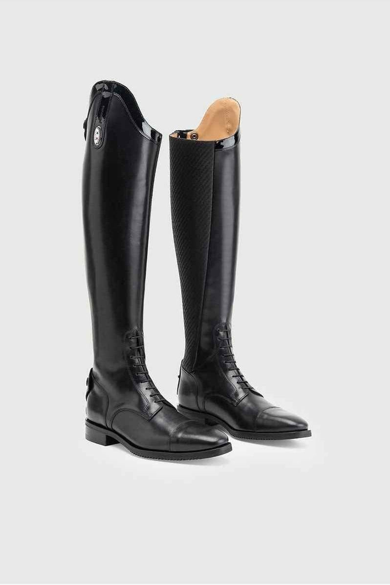 Secchiari 400W Tall Boots, Karbon Panel with Top Trim & Laces - Black - Canterbury Saddlery