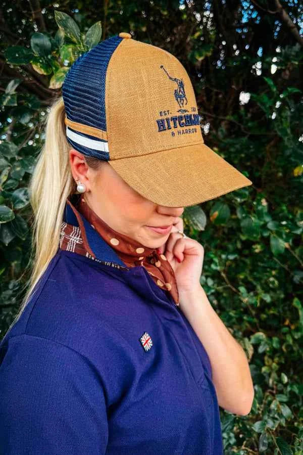 Hitchley & Harrow Trucker Cap - Tan, Linen & Navy