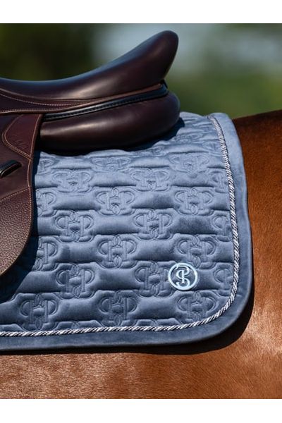 PS of Sweden Velvet Monogram Jump Saddle Pad - Mist Blue