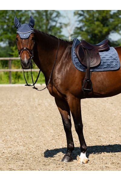 PS of Sweden Velvet Monogram Jump Saddle Pad - Mist Blue