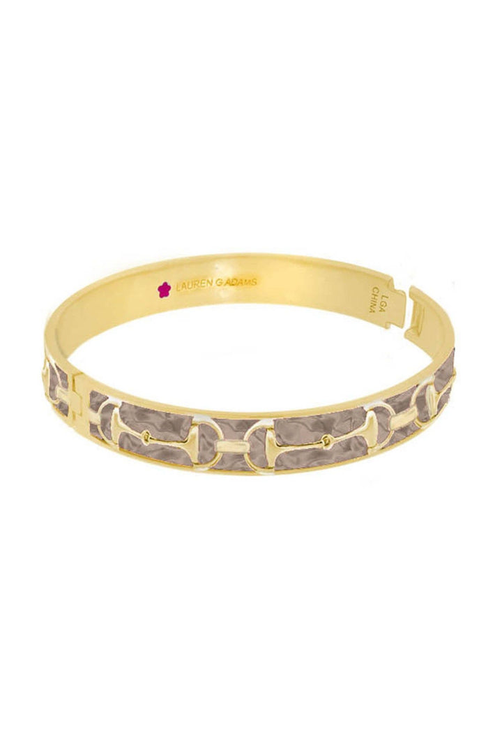 Equestrian Snaffle Bit Horse Bangle - Gold with Mushroom Pink Enamel